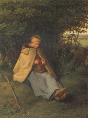 jean-francois millet Woman knitting (san19)